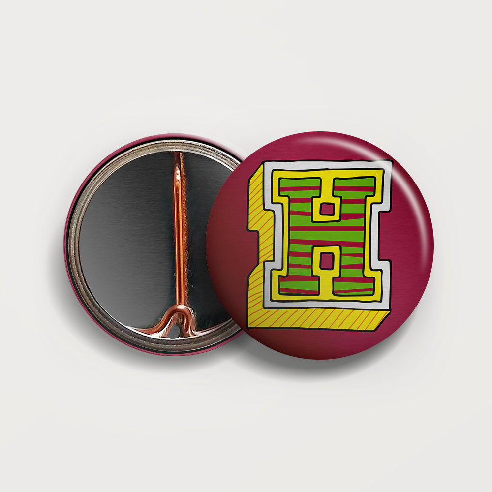 Letter H button badge