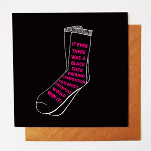 Black Socks greetings card