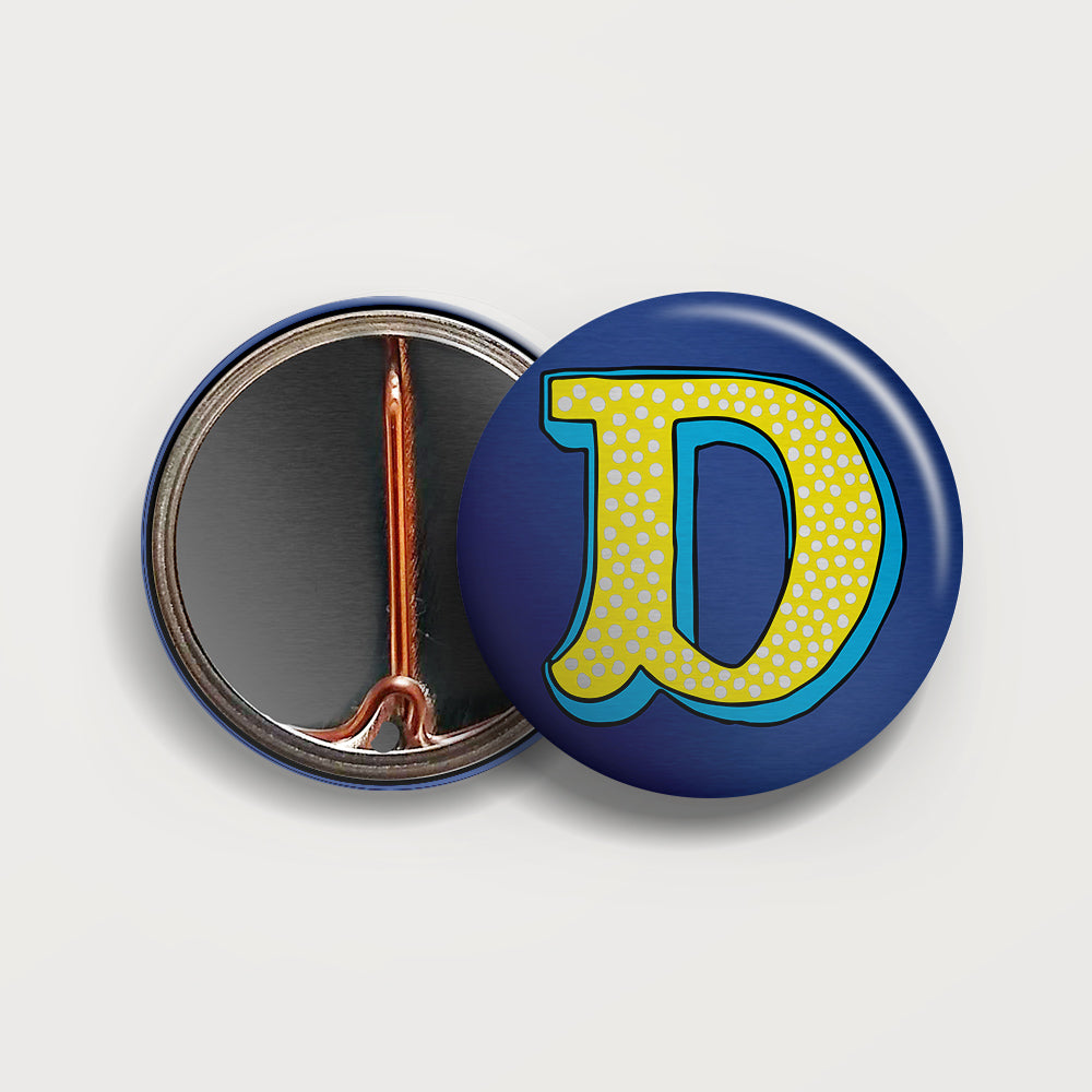 Letter D button badge
