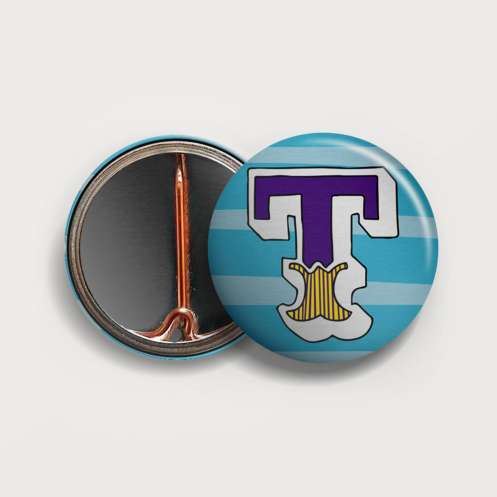 Letter T button badge
