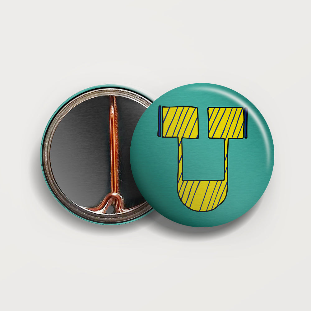 Letter U button badge