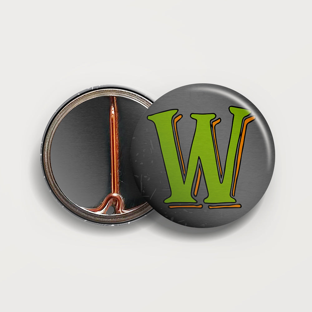Letter W button badge