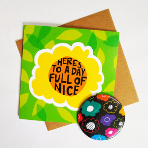 Blooming Lovely mirror paired with 'Here's To A Day Full Of Nice' card