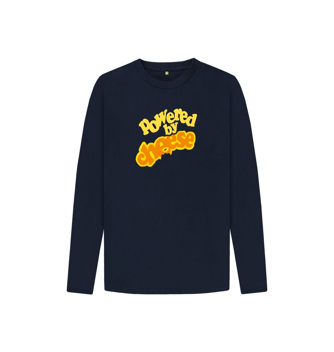 Navy Blue Kid's Long Sleeve Powered by Cheese Tee