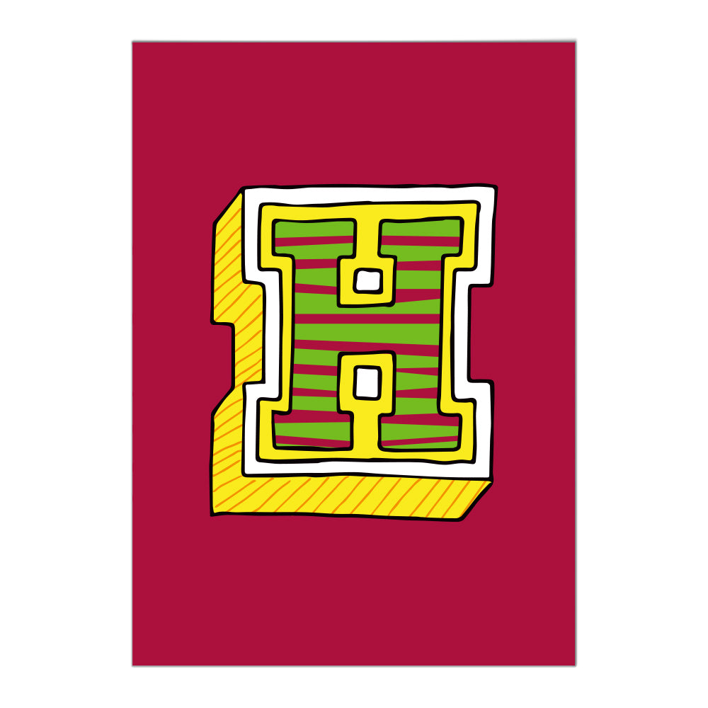 Letter H postcard