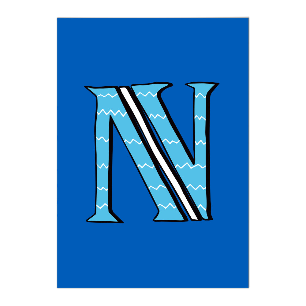 Letter N postcard