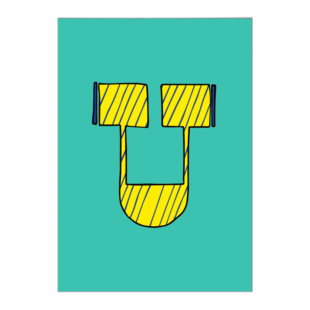 Letter U postcard