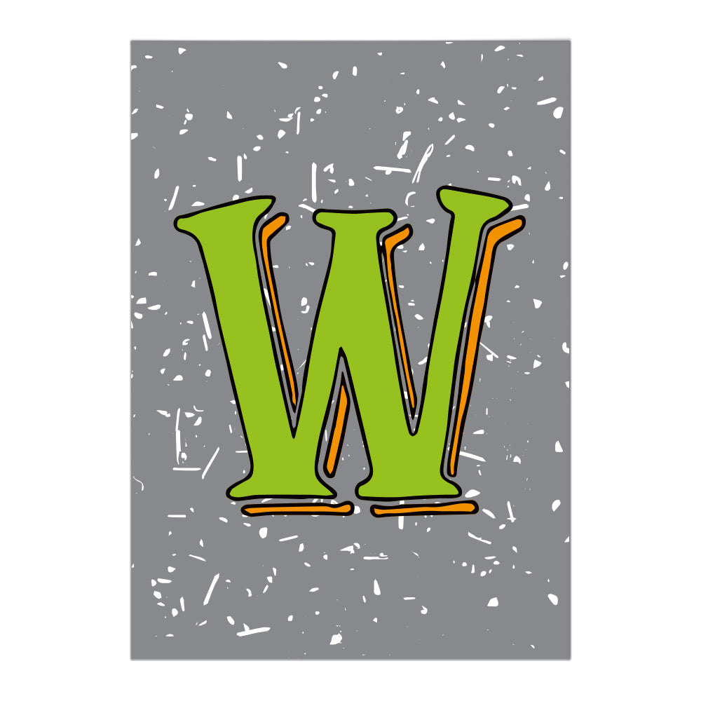 Letter W postcard