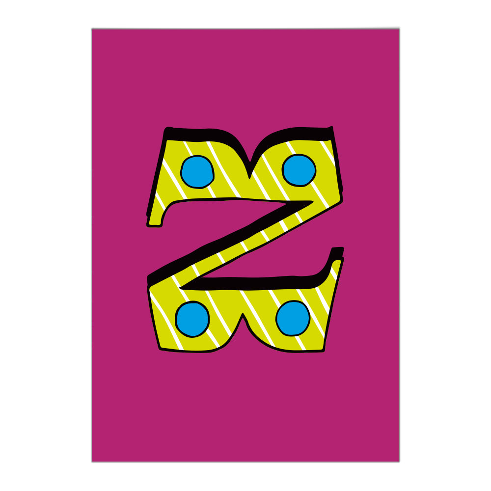 Letter Z postcard