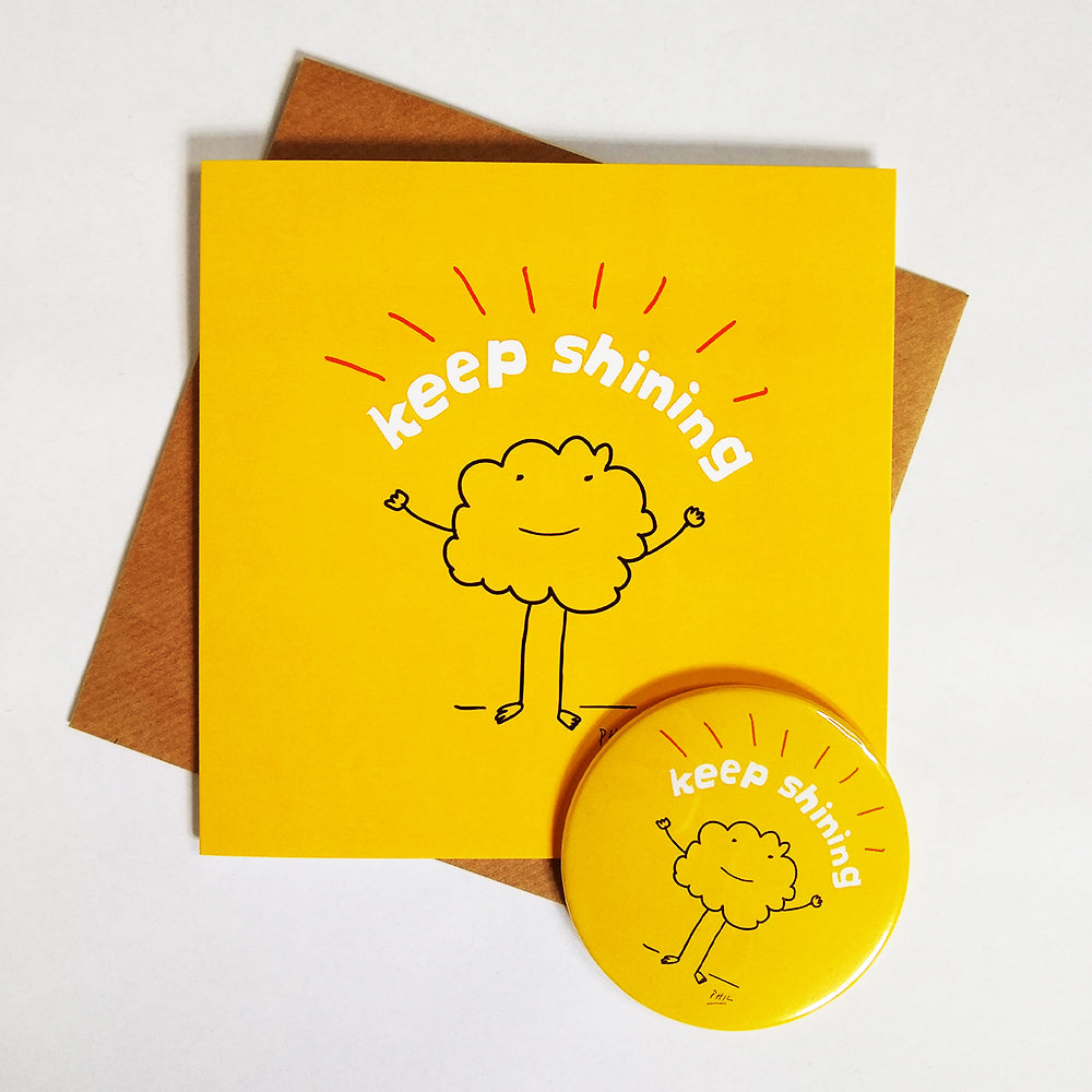 Keep Shining pocket mirror paired with 'Keep Shining' card
